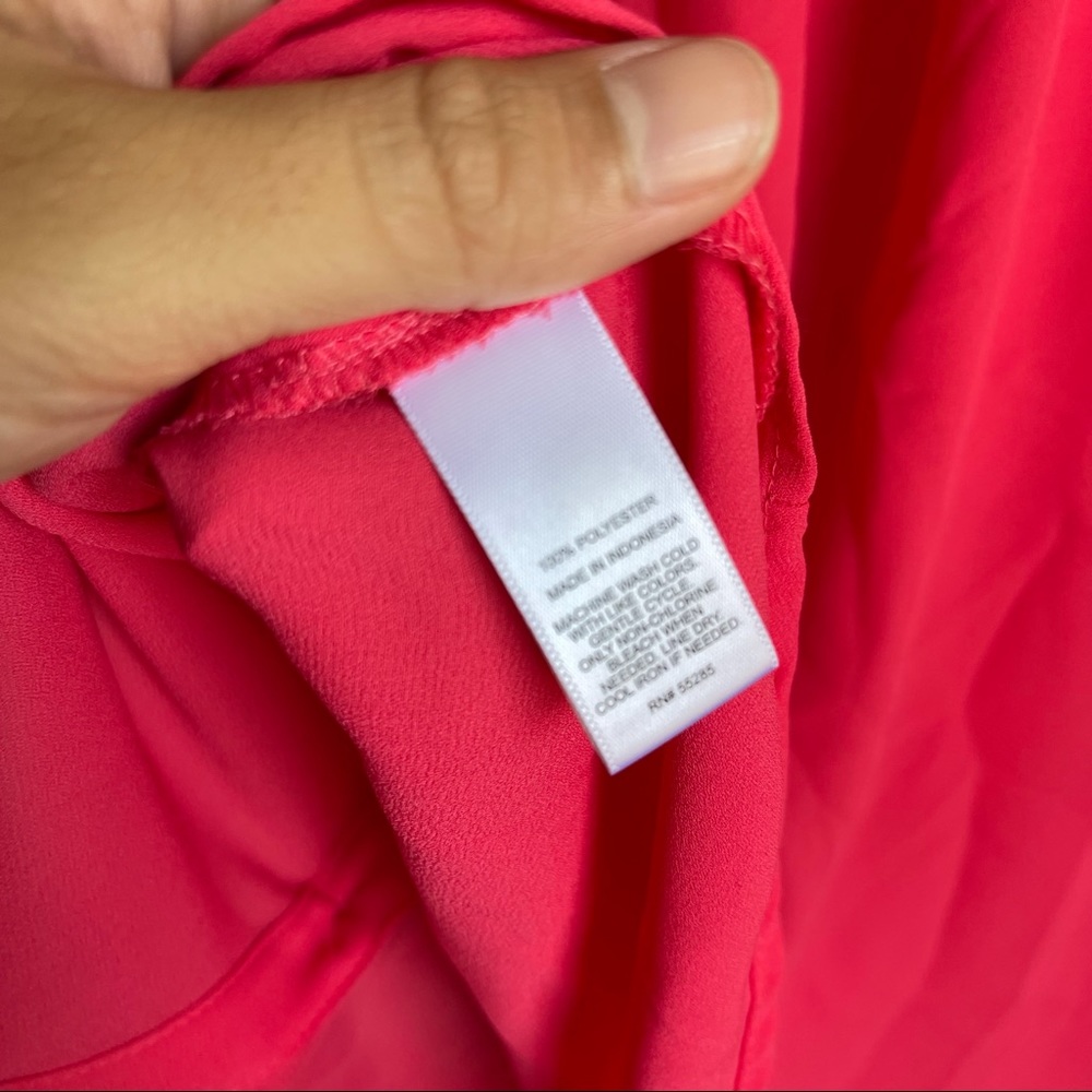 Express Pink Tab Long Sleeve Career Blouse - Picture 5 of 5